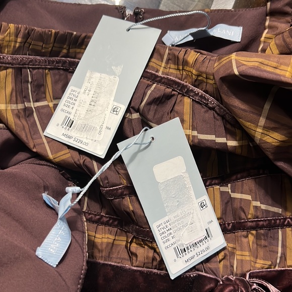 Antonio Melani Maisie Plaid Print Square Neck Puff Sleeve Ruffle Midi Dress - Picture 12 of 13